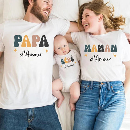Ensemble assorti T-Shirt & Body Famille Rétro – “Team d’Amour”™ - Bébé pour toujours