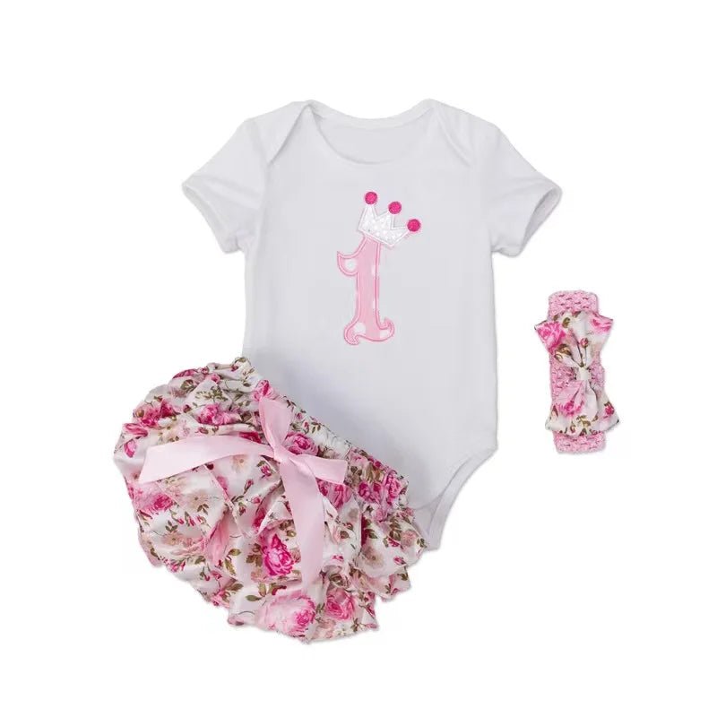 Ensemble Fleuri 3 Pièces (Body + Jupe + Bandeau) - Bébé pour toujours