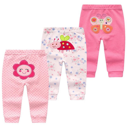 Lot de 3 Leggings Bébé Fille - Motifs Fleur, Coccinelle et Papillon - Bébé pour toujours