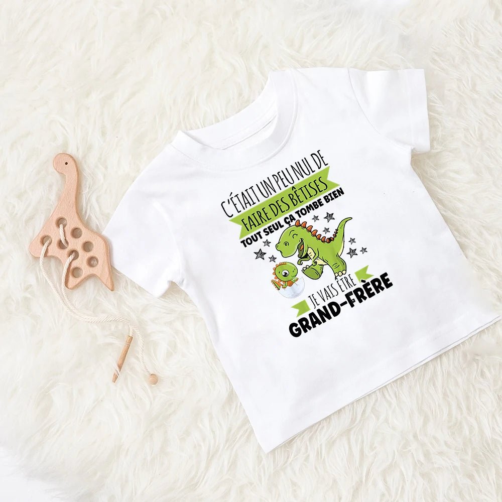 T-Shirt Annonce Grossesse Enfant – Le Dino - Message - Bébé pour toujours
