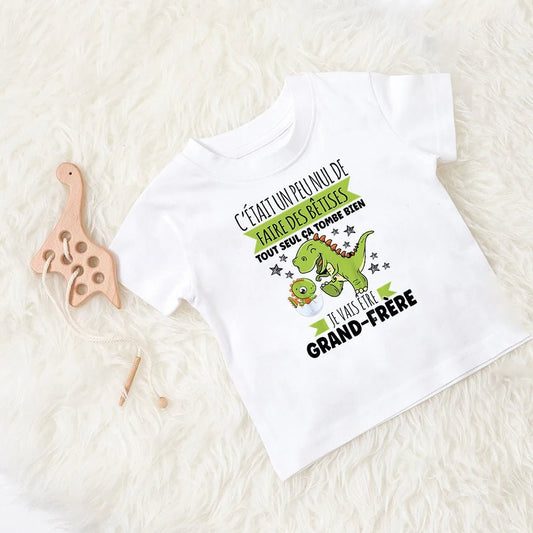 T-Shirt Annonce Grossesse Enfant – Le Dino - Message - Bébé pour toujours