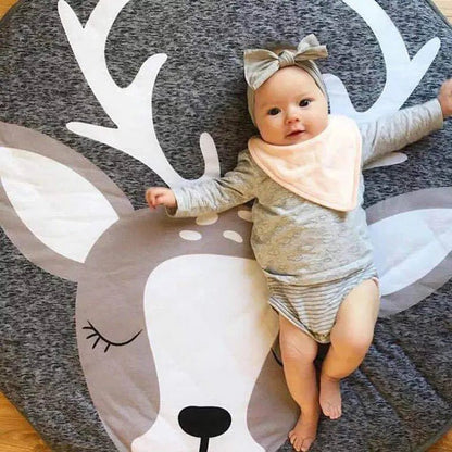 Tapis Rond Coton Motif Cerf - Bébé pour toujours