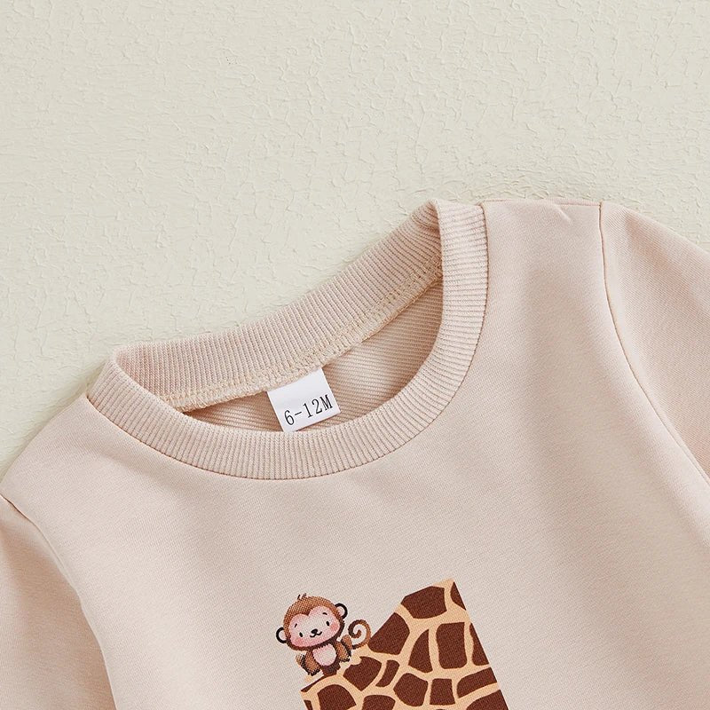 Tenue Anniversaire Garçon Imprimé Animalier Sweat Pantalon Photo - Bébé pour toujours