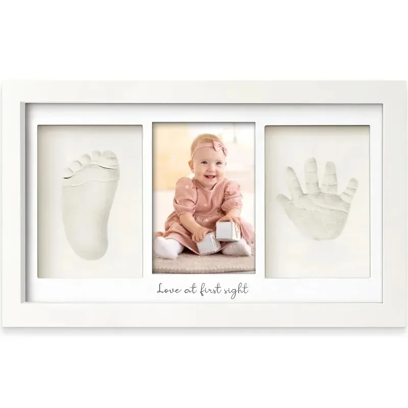 Kit d'empreintes main & pied, cadre bois 3 volets